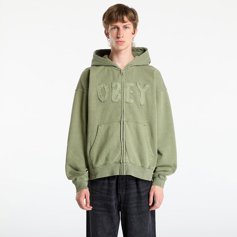 Pulover OBEY OBEY Hybrid Faded Zip Hoodie Zelena | 112460032-DLN
