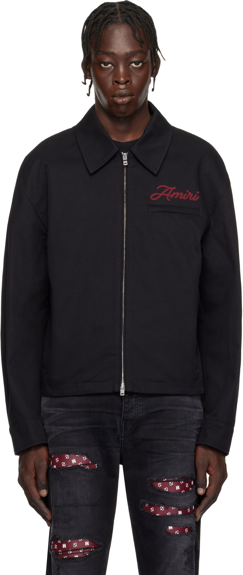 Jakna AMIRI Script Logo Zip Jacket Črna | AMOUBN1059