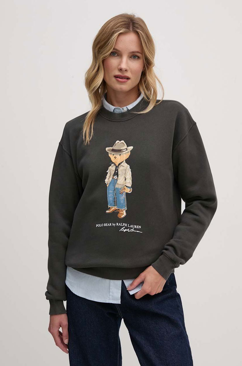 Pulover Polo by Ralph Lauren Cowboy Bear Graphic Sweatshirt Siva | 211941193