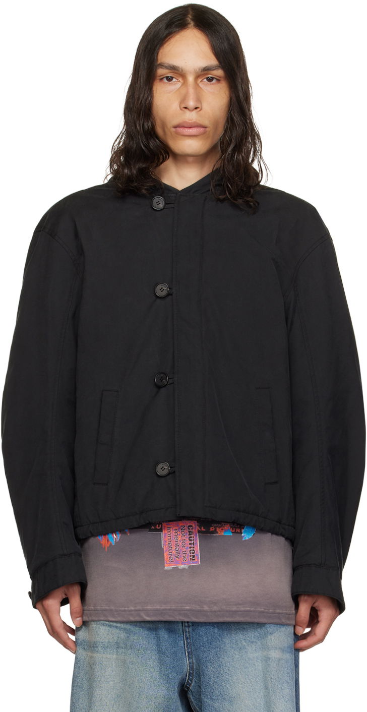 Bomber jakna We11done Sortie Buttoned Neckline Jacket Črna | WD-JK3-23-052-U-BK