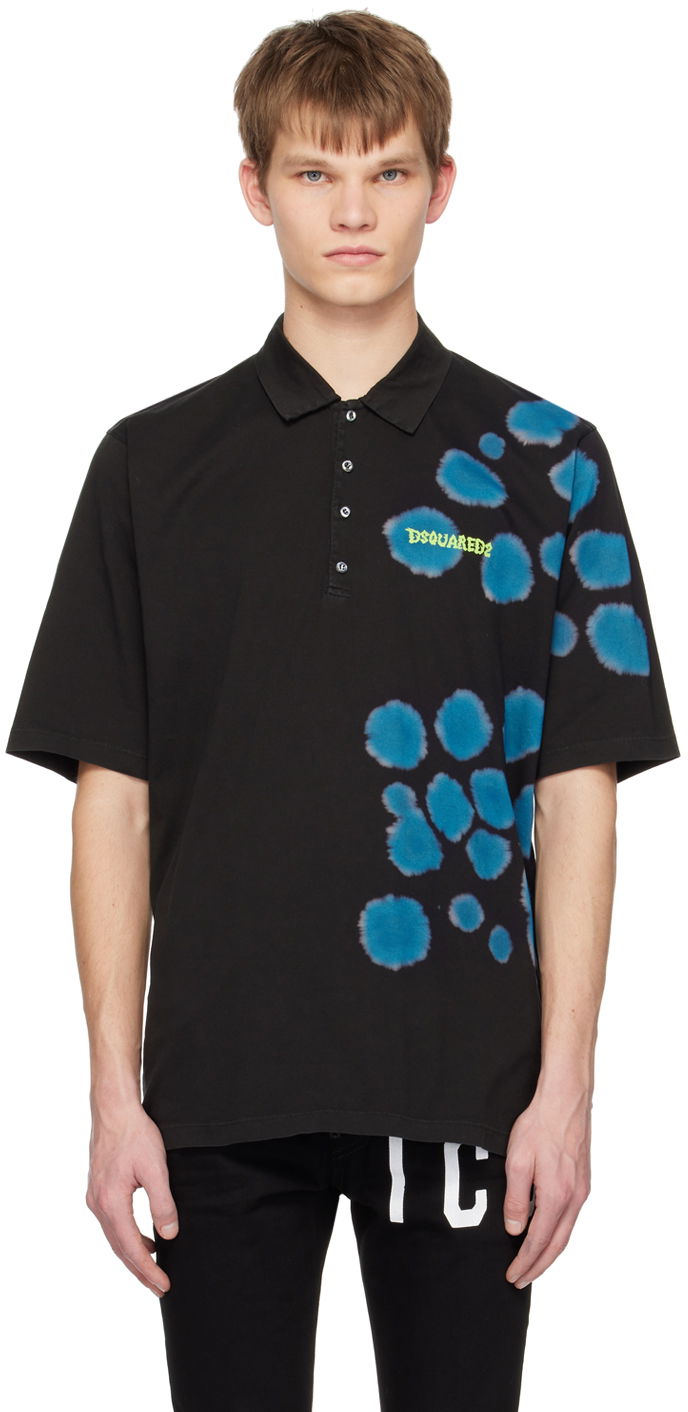 Polo majica DSQUARED2 Tie & Dyed Skater Polo Črna | S74GL0068_S22427