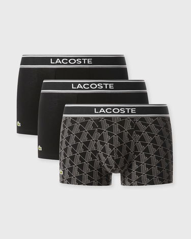 Boksarice Lacoste Pack of 3 Patterned and Plain Elastic Waistband Trunks Črna | 5H4970-031, 0