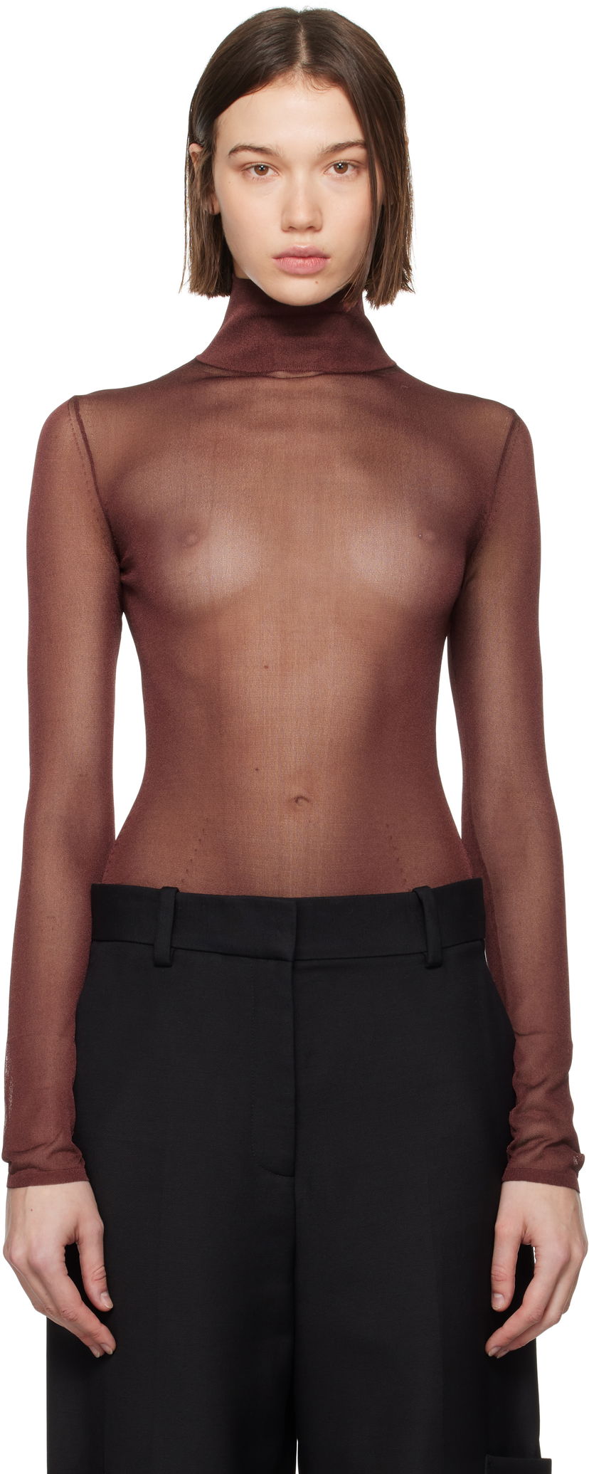 Bodi Khaite Tallin Turtleneck Bodysuit Rjava | 9647435