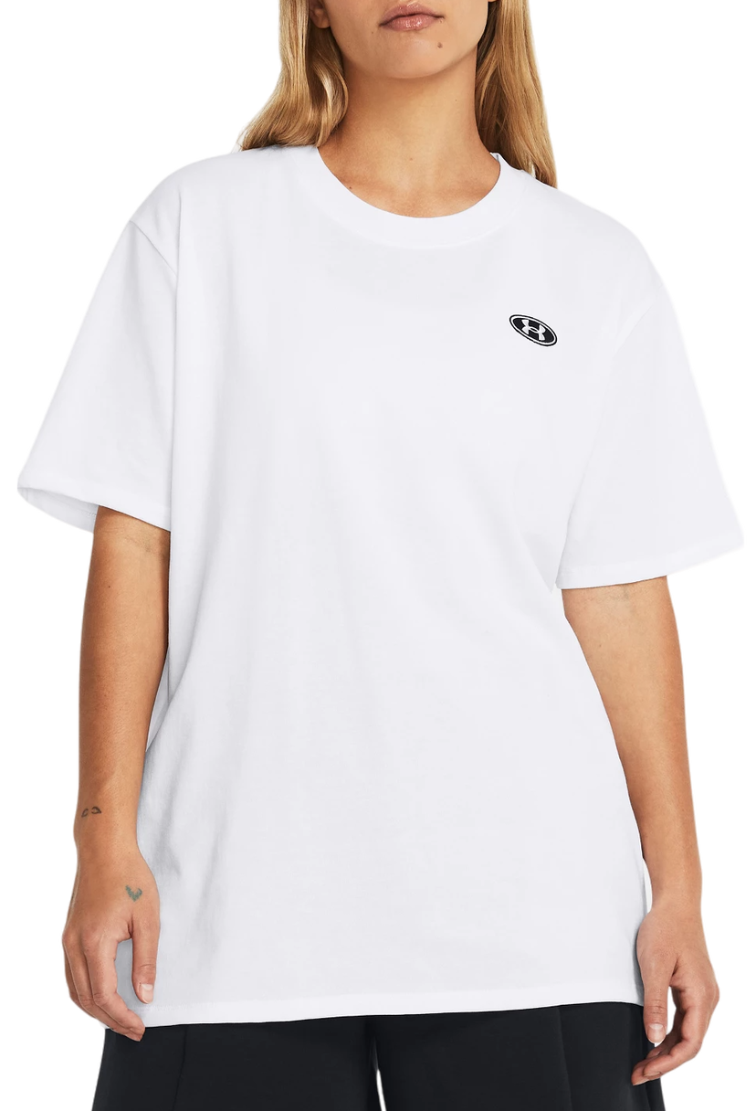 Majica Under Armour Heavyweight Embroidered Patch Boyfriend Oversized Bela | 1383045-100