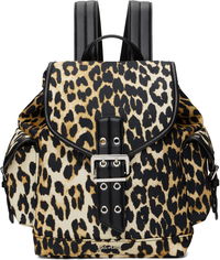 Ganni Leopard Print Small Nylon Bucky Backpack