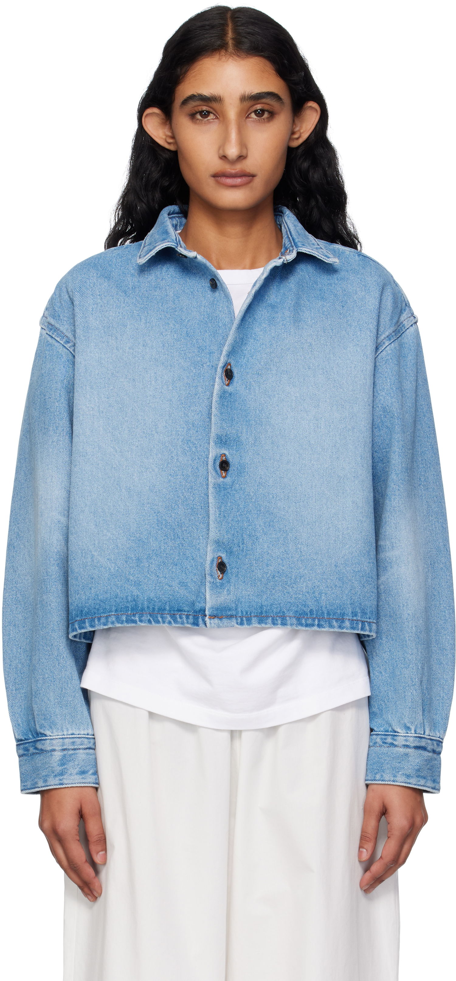 Srajce A.P.C. A.P.C. Sam Cropped Denim Shirt Modra | COHIC-F32022, 0