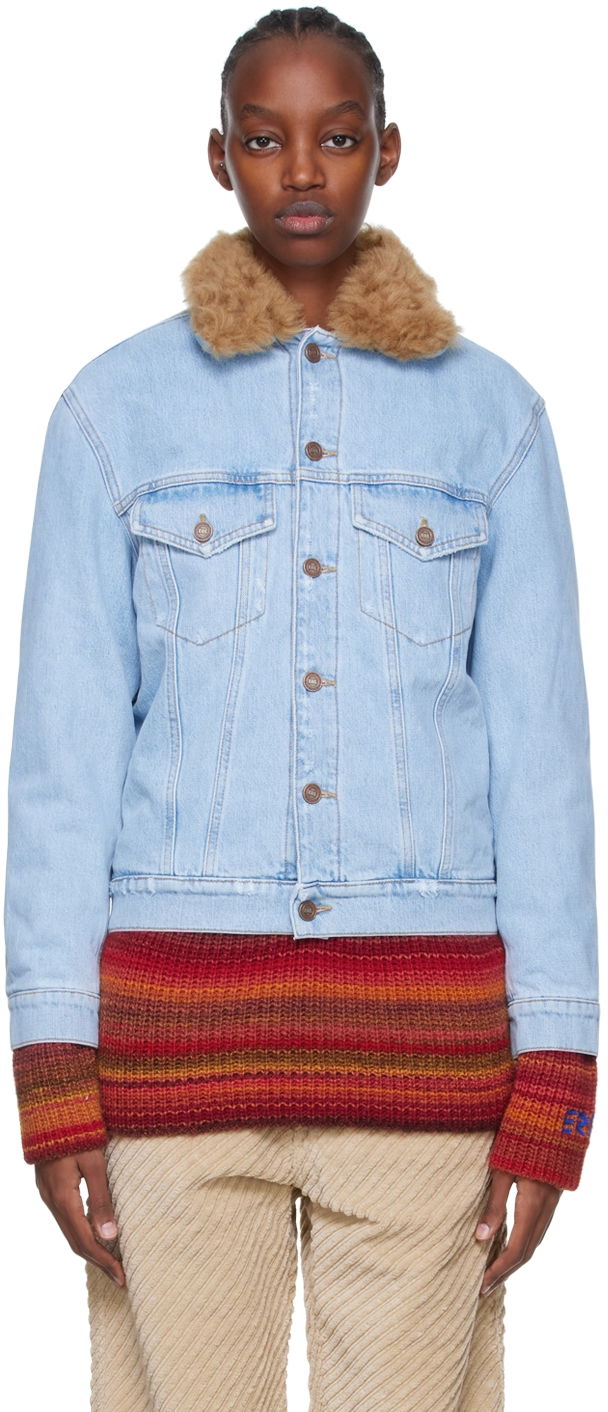 Jakna ERL ERL Faux Shearling Denim Jacket Modra | ERL04J007
