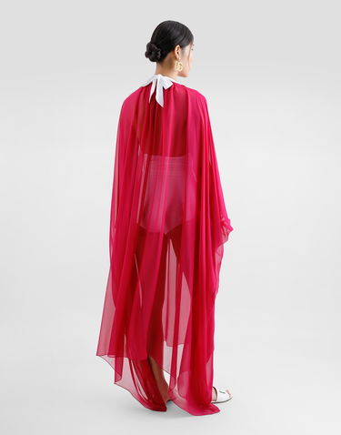 Obleke Dolce & Gabbana Dolce & Gabbana Silk Chiffon Caftan with Drawstring Rdeča | F6JFUTFU1ATF4079, 2