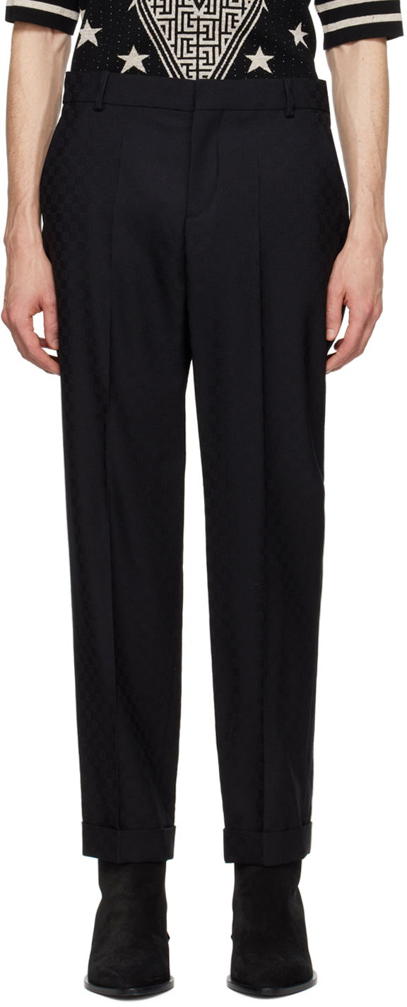 Hlače Balmain Monogram Trousers Črna | CH1PM030WC54