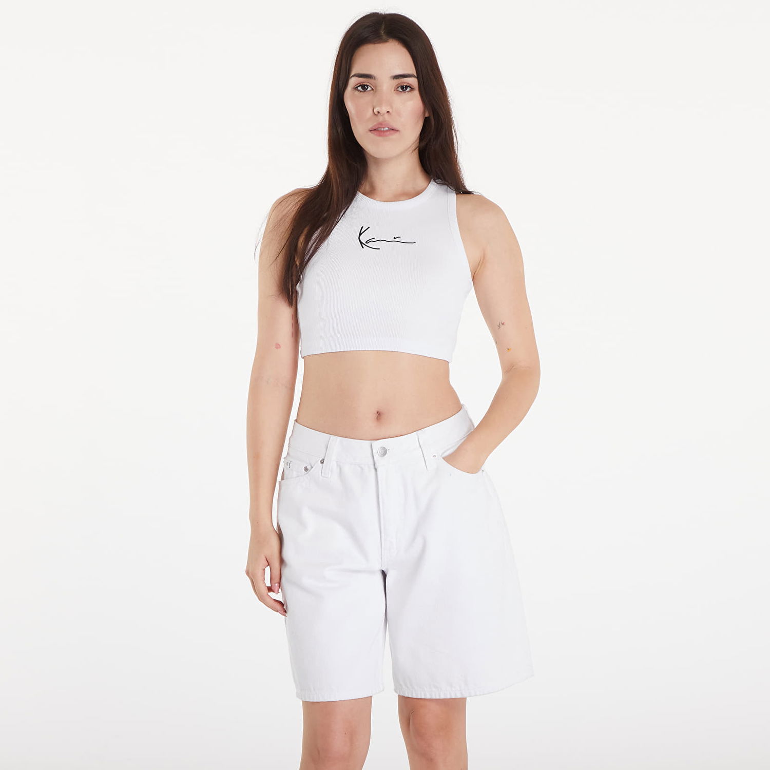 Majica brez rokavov Karl Kani Top Small Signature Essential Racer Rib Top White Bela | KW-TP011-002-01, 0