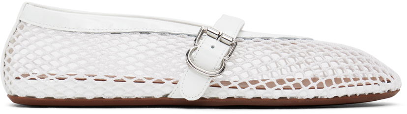 Oblačila Alaïa ALAÏA Fishnet Ballerina Flats Bela | AA3A029TK007