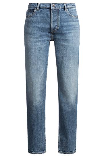 Kavbojke BOSS Tapered-Fit Stonewashed Jeans Modra | 50529220