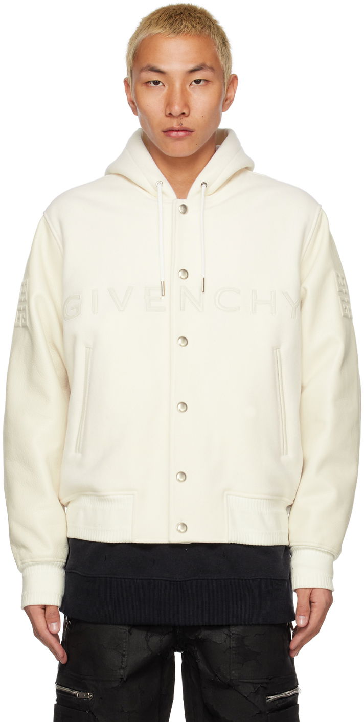 Bomber jakna Givenchy Givenchy Hooded Varsity Bomber Jacket Bela | BM011T6Y16