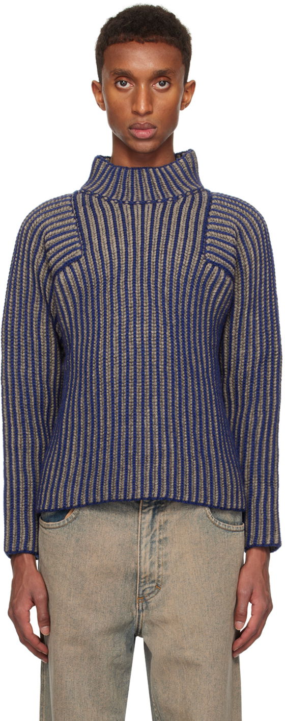 Pleteni pulover Eckhaus Latta Chalet Sweater Modra | 8092-EL-PF24-D - DUSK