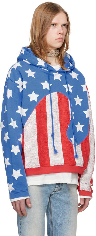 Pulover ERL Stars & Stripes Swirl Print Fleece Hoodie Rdeča | ERL07T022, 4