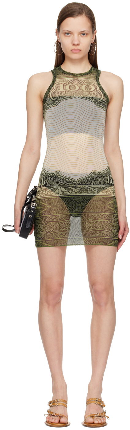 Obleke Jean Paul Gaultier Jean Paul Gaultier 'The Cartouche' Sheer Minidress Zelena | 24/25-F-RO157-T515-400300156
