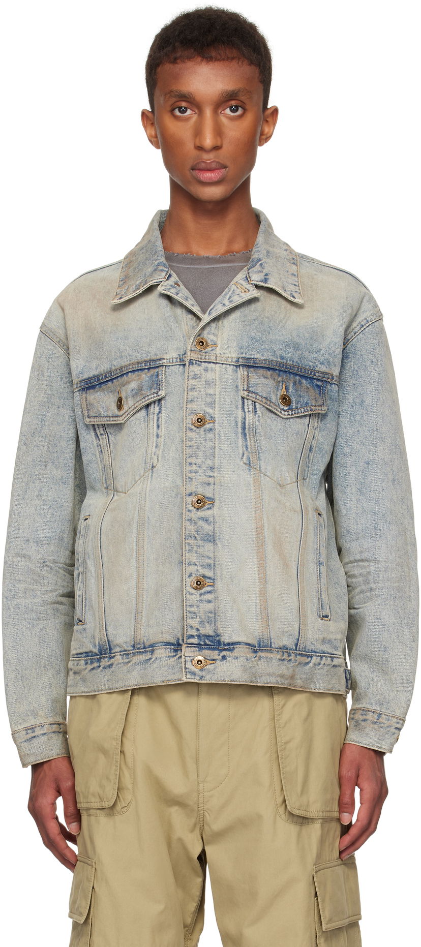 Jakna We11done We11done Washed Denim Jacket Modra | WD-DJ3-24-315-U-SK