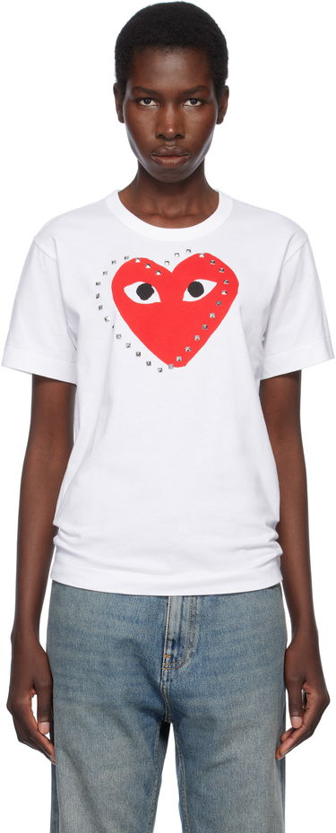 Majica Comme des Garçons COMME des GARÇONS PLAY Stud Print Red Heart T-Shirt Bela | AX-T803-051, 0