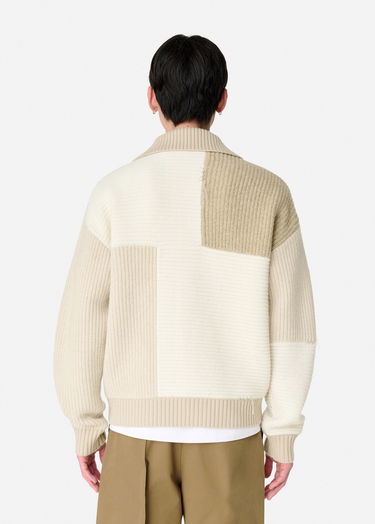 Pleteni pulover AXEL ARIGATO Beige Patchwork Knitted Cardigan Bela | A3066002, 3