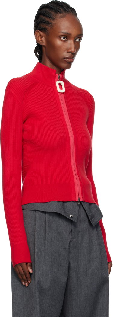 Pleteni pulover JW Anderson JW Anderson Fitted Zip-Up Sweater Črna | KW1353-YN0398, 4