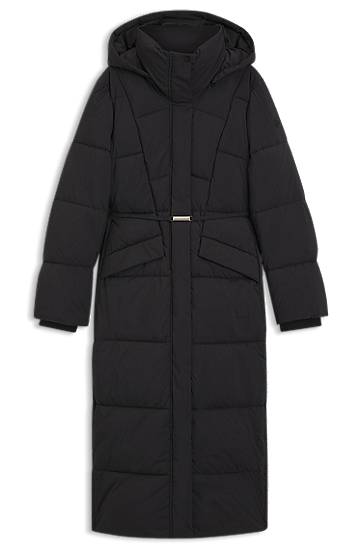 Plašči BOSS Long-length padded coat with metallic belt detail Črna | 50546844