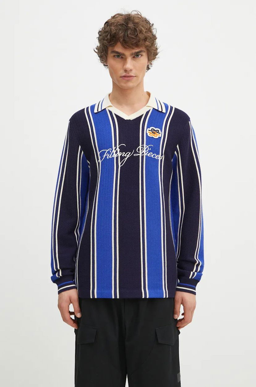 Pleteni pulover Filling Pieces Knit Football Jersey Sweater Modra | 91099041925