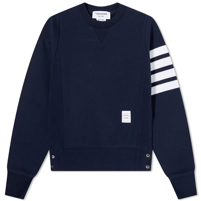Pleteni pulover Thom Browne Thom Browne Classic Loop 4-Bar Crewneck Sweatshirt Mornarica | FJT002A-00535-415