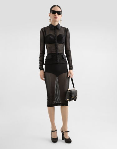 Krila Dolce & Gabbana Dolce & Gabbana Mesh Calf-Length Skirt Črna | F4CT6TFLREPN0000, 1