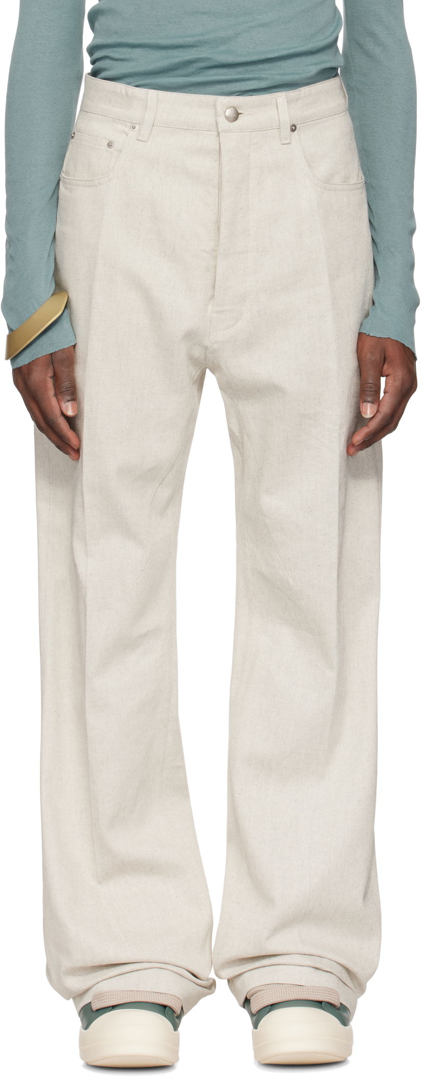 Hlače Rick Owens Rick Owens Hollywood Geth Jeans Bež | RU01E5333 DRD