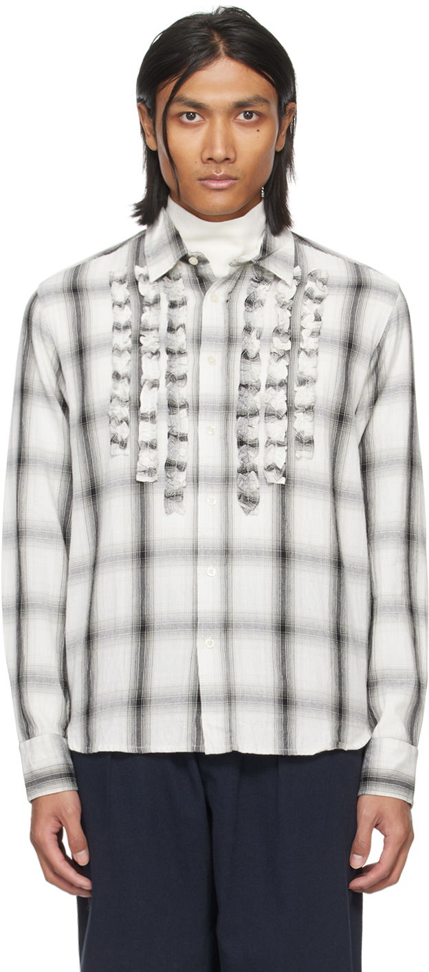 Srajce Universal Works Universal Works Frill Plaid Shirt Bela | P2992