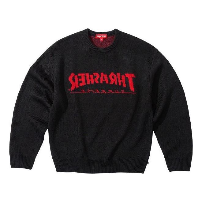 Pleteni pulover Supreme Thrasher Collaboration Knitted Sweater Črna | SUP-FW21-201