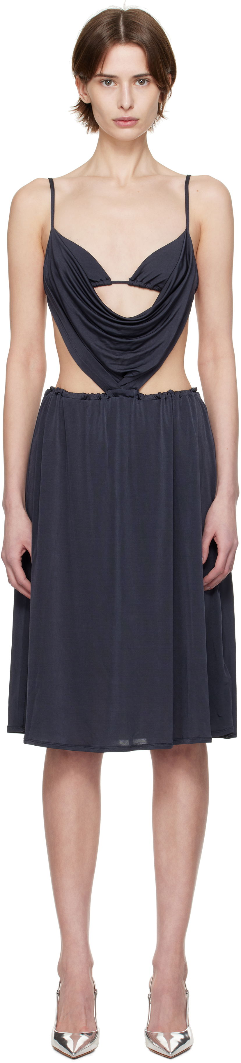 Obleke Diesel Diesel D-Showomen Cowl Neck Midi Dress Mornarica | A17621 0QMAX