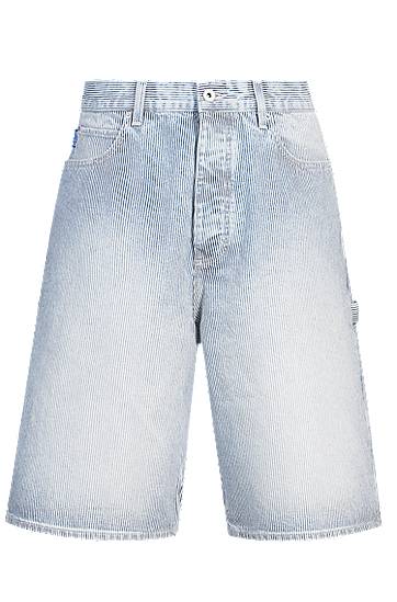Kratke hlače BOSS Striped Denim Wide-Leg Shorts Modra | 50534609, 0