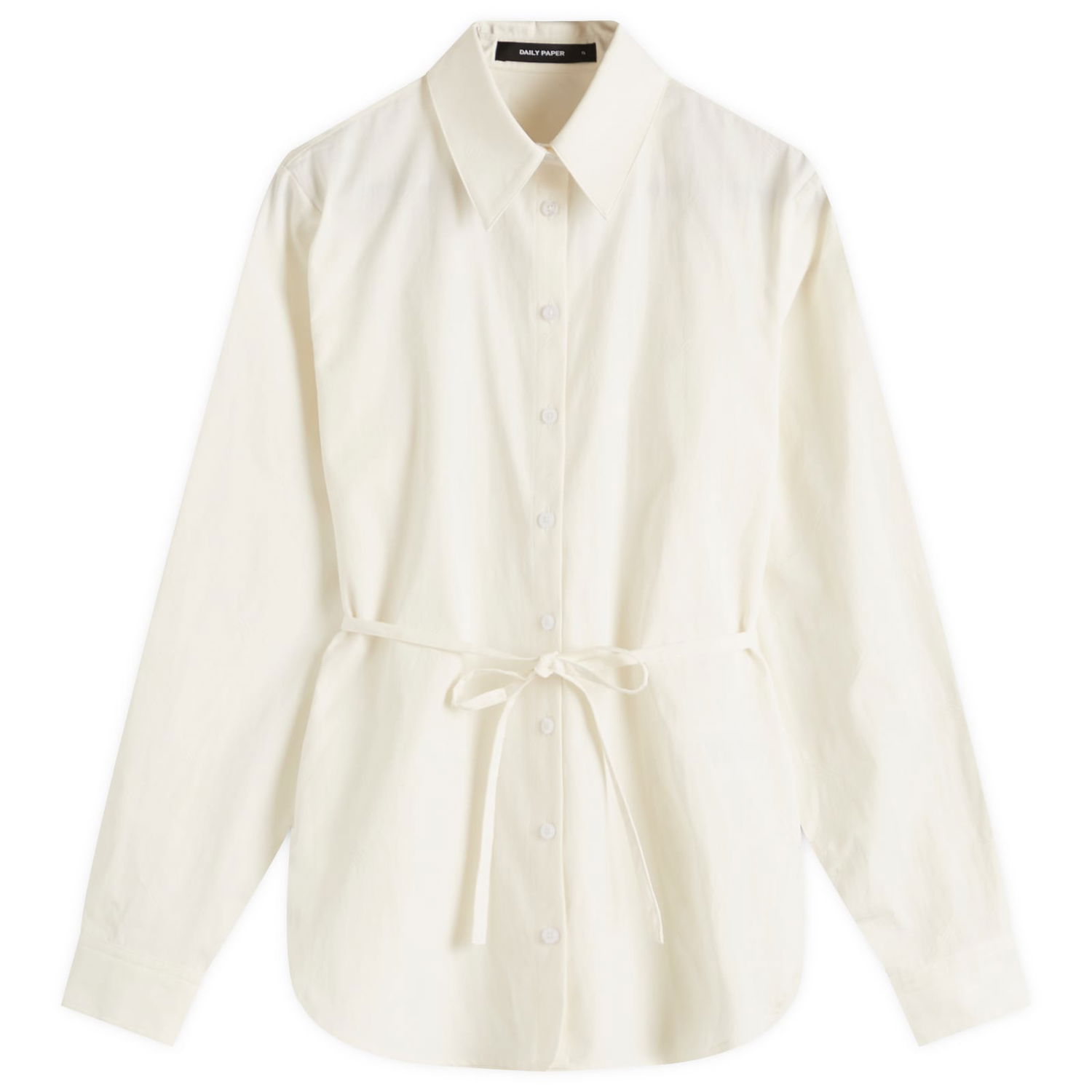 Srajce DAILY PAPER Daily Paper Women's Button-Up Shirt with Tie Waist, Size Large Bela | 2511103, 0