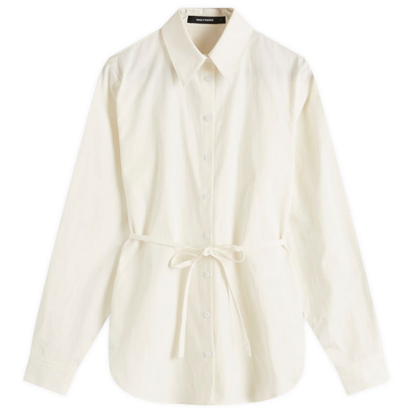 Srajce DAILY PAPER Daily Paper Women's Button-Up Shirt with Tie Waist, Size Large Bela | 2511103