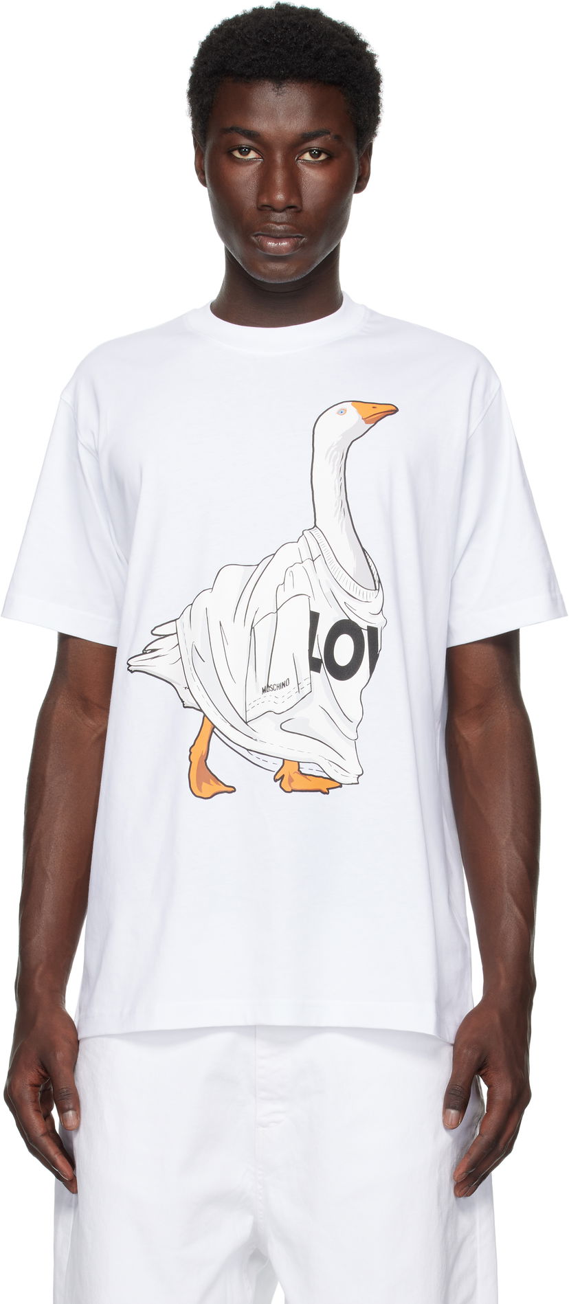 Majica Moschino Moschino Goose Graphic Organic Cotton T-Shirt Bela | 252ZZ071152411001