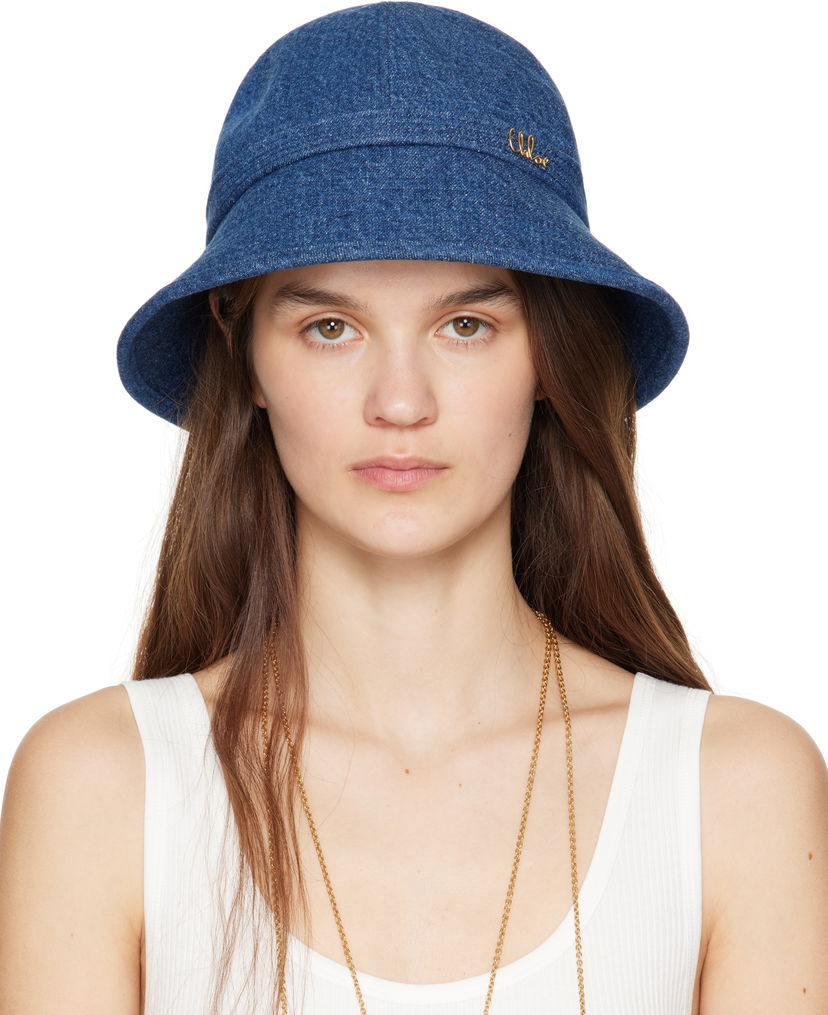 Klobuk CHLOÉ Chloé 'The Chloé' Iconic Denim Bucket Hat Modra | CHC25SD020GDN