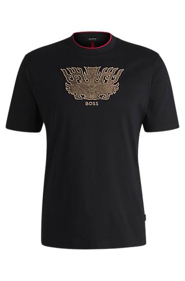 Majica BOSS BOSS Creation of the Gods T-Shirt with Taotie Embroidery Črna | 50533822