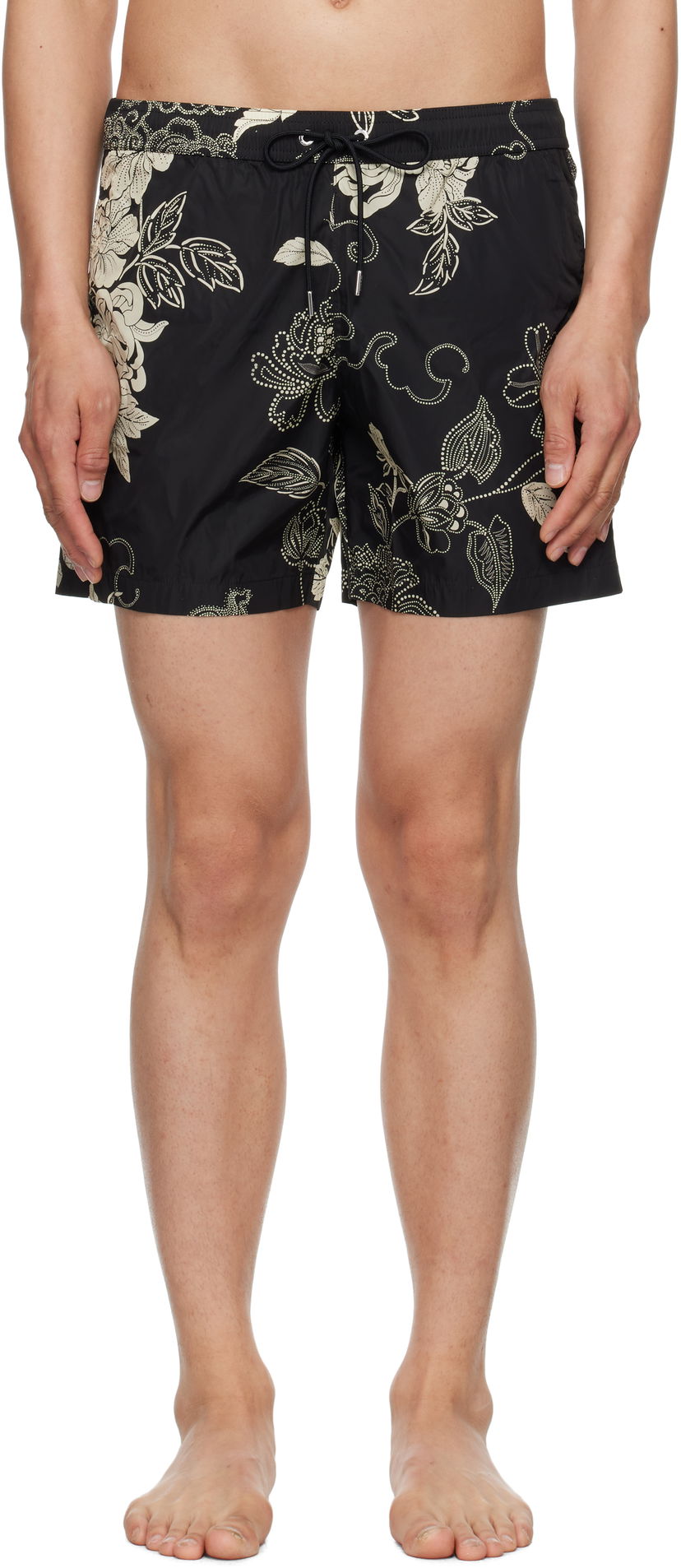 Kopalke Moncler Moncler Floral Print Swim Shorts Črna | K10912C00006598CP