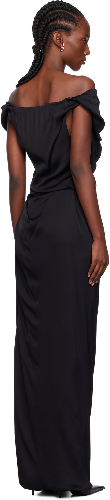Obleke Vivienne Westwood Vivienne Westwood Ginnie Amber Off-The-Shoulder Maxi Dress Črna | 1101039N-W012Y-, 2
