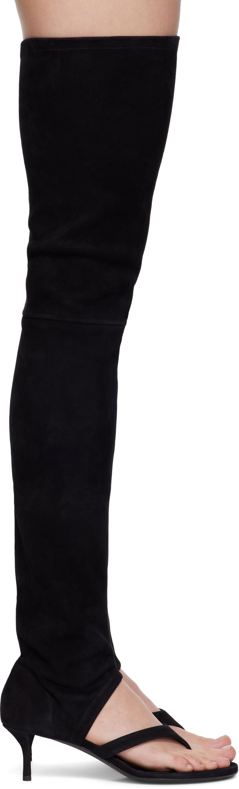 Oblačila Alaïa ALAÏA Stretch Suede Tall Thong Boots Črna | AA3O057CK311