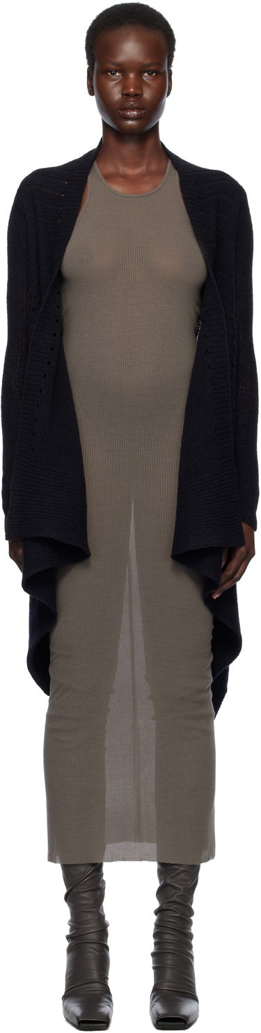Pleteni pulover Rick Owens Rick Owens Hollywood Medium Wrap Cardigan Črna | RP01E7642 KGRID, 0