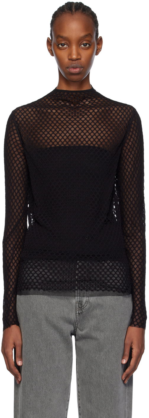 Majica TOTEME TOTEME Sheer Mock Neck Top Črna | 241-WRT1020-FB0084