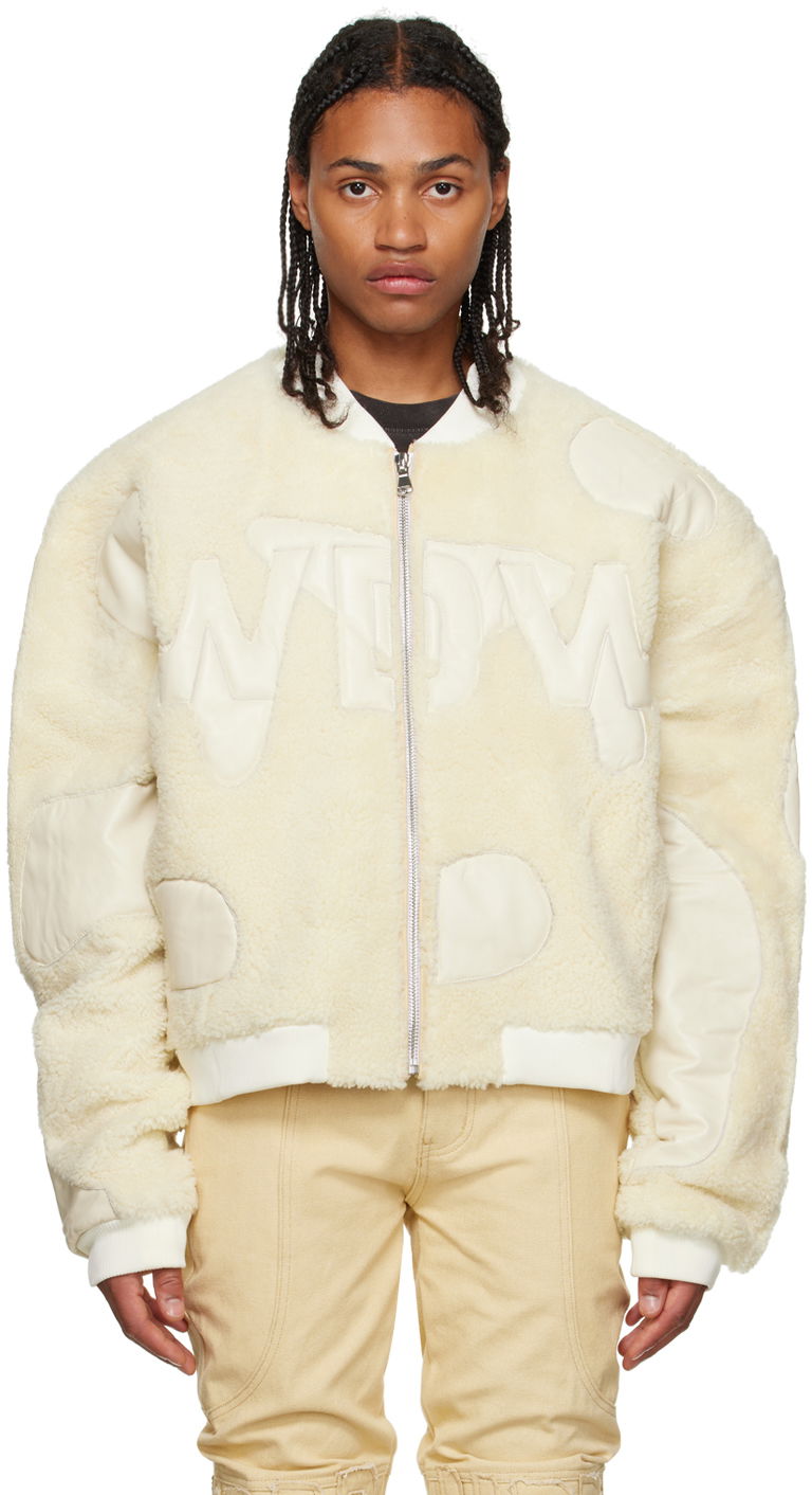 Bomber jakna Who Decides War 'WDW' Digi Shearling Bomber Jacket Bela | AW23-LTR-002