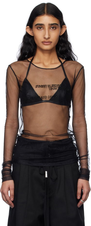 Majica brez rokavov Ann Demeulemeester Ann Demeulemeester Fiene 'Sunset Bleeding' Mesh Long Sleeve Top Črna | 2510-W-JTS12-R-FA585-099, 0
