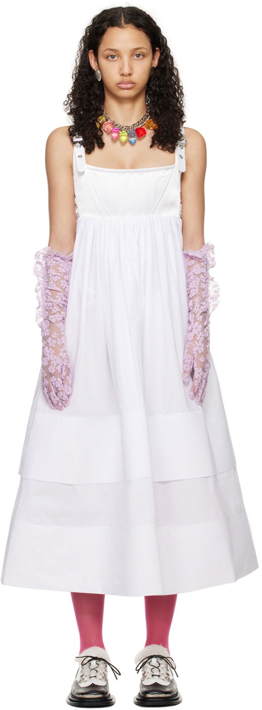 Obleke Chopova Lowena Layered Midi Dress Bela | 1330
