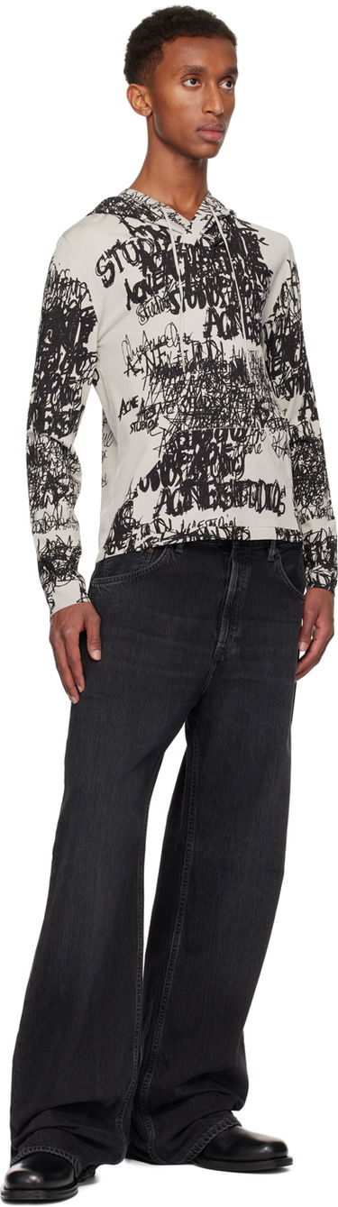 Pleteni pulover Acne Studios Acne Studios Printed Hoodie Siva | B60336-, 3