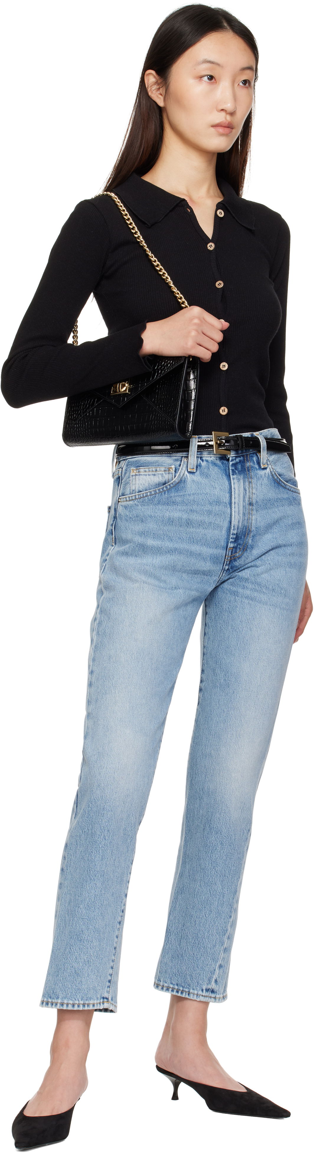 Pasovi Anine Bing ANINE BING Nicola Patent Leather Belt Črna | A-12-11375-BLK1, 1