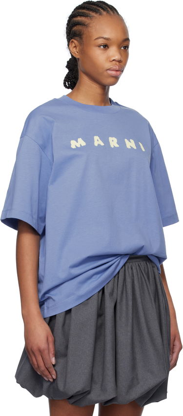 Majica Marni Marni Scribbled Logo T-Shirt Modra | THJET49P13 USCX42, 1