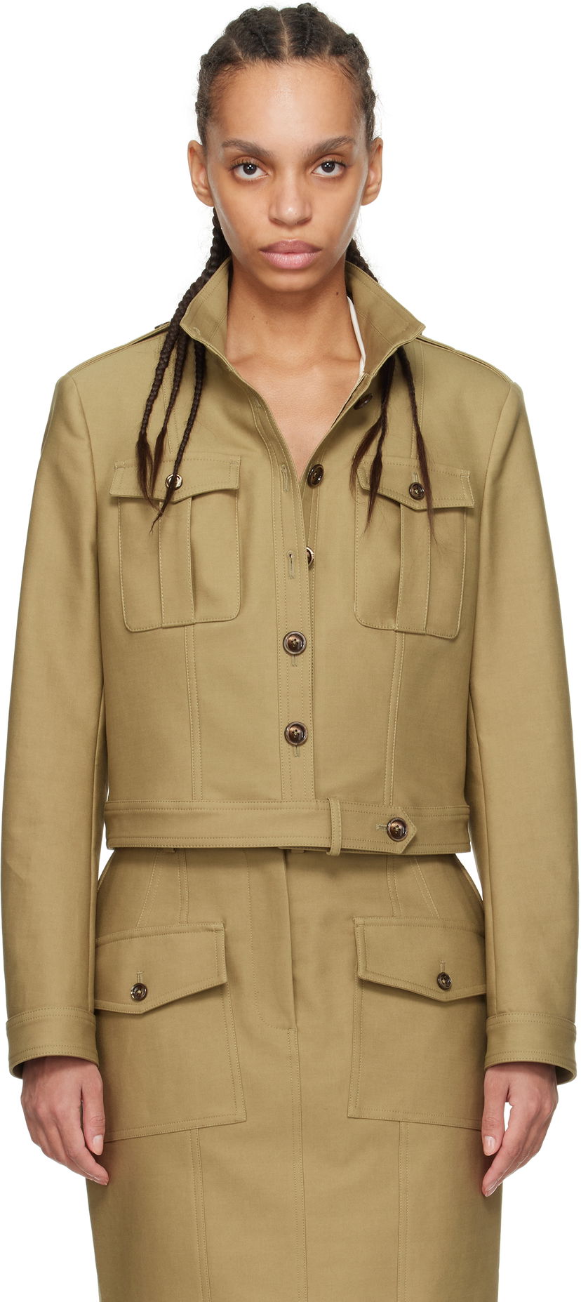 Jakna Tom Ford TOM FORD Cropped Safari Jacket Bež | CS1267-FAX1402